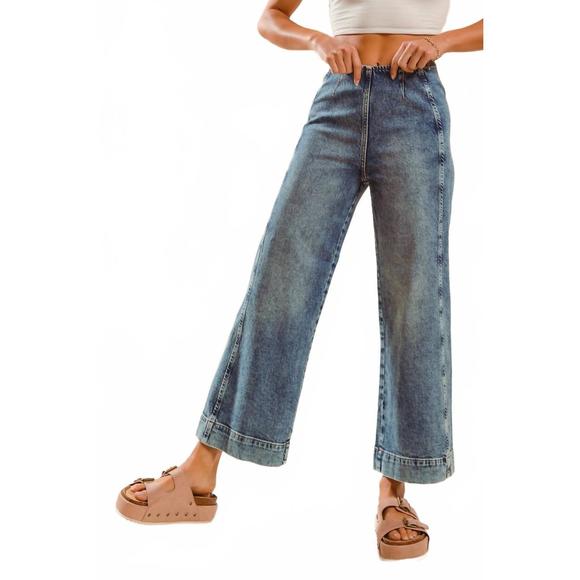 SO ME Denim - NEW SO ME women's mid rise wide leg back zipper pants in blue